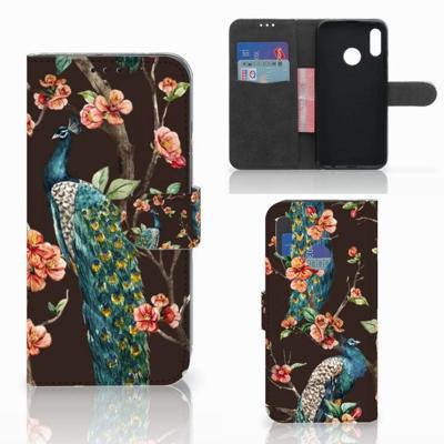 Honor 10 Lite | Telefoonhoesje | Met pasjeshouder | Pauw met Bloemen