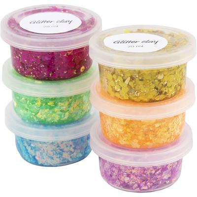 Creativ Company Glitter clay, vrolijke kleuren, 6x20 ml/ 1 doos Creativ Company Glitter clay, vrolijke kleuren, 6x20 ml/ 1 doos