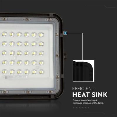 V-TAC VT-40W 7821 LED-schijnwerper, Zonne-energiemodule 6 W Koudwit Zwart