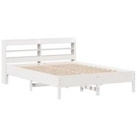 Bedframe zonder matras massief grenenhout wit 135x190 cm - thumbnail