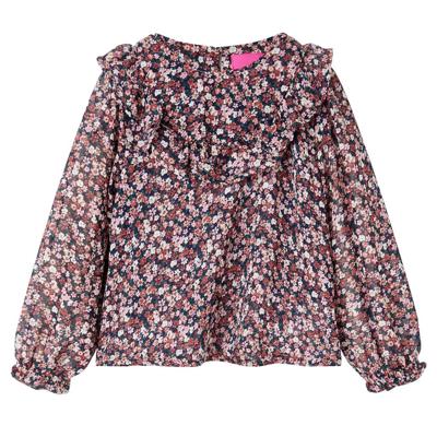 Kindershirt met lange mouwen bloemenprint 116 donkerroze