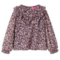 Kindershirt met lange mouwen bloemenprint 116 donkerroze - thumbnail