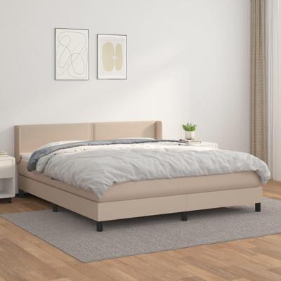 Boxspring met matras kunstleer cappuccinokleurig 180x200 cm - thumbnail