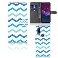 Motorola One Action | Telefoon Hoesje | Zigzag Blauw - thumbnail