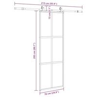 Schuifdeur met beslagset 76x205 cm gehard glas zwart - thumbnail