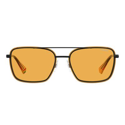 Polaroid zonnebril 6115/S heren cat.3 vierkant RVS geel/oranje
