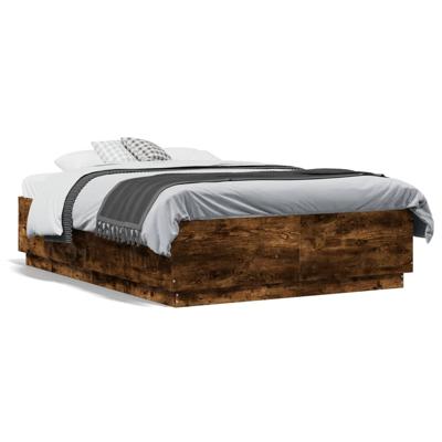 Bedframe bewerkt hout gerookt eikenkleurig 135x190 cm