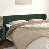 Hoofdbord met randen 83x23x118/128 cm fluweel donkergroen - thumbnail