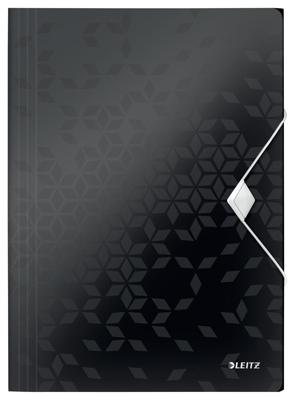 Elastomap Leitz WOW A4 3 kleppen PP zwart