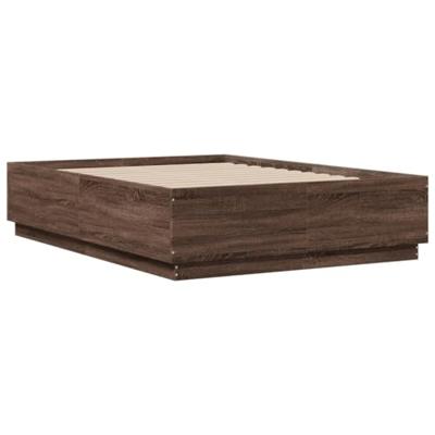 Bedframe met LED-verlichting bruin eikenkleurig 135x190 cm