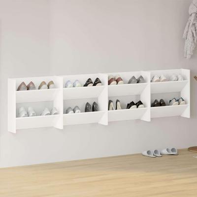 VidaXL Wandschoenenkasten 4 st 60x18x60 cm bewerkt hout wit