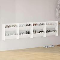 VidaXL Wandschoenenkasten 4 st 60x18x60 cm bewerkt hout wit - thumbnail