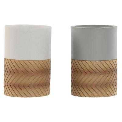 Glas Home ESPRIT Wit Grijs Natuurlijk Hars 7 x 7 x 10,5 cm (2 Stuks)