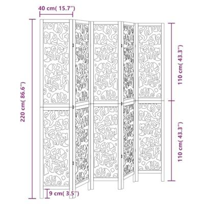 Kamerscherm met 5 panelen massief paulowniahout zwart Kamerscherm met 5 panelen massief paulowniahout zwart