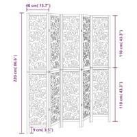 Kamerscherm met 5 panelen massief paulowniahout zwart - thumbnail