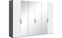 Goossens Kledingkast Easy Storage Ddk, Kledingkast 304 cm breed, 220 cm hoog, 2x draaideur en 4x spiegel draaideur midden - thumbnail