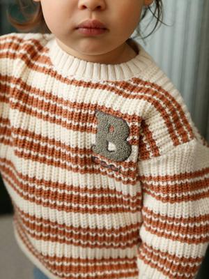 Gestreept katoenen trui voor babyjongens beige, gestreept