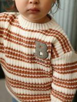 Gestreept katoenen trui voor babyjongens beige, gestreept - thumbnail