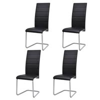 Eetkamerstoelen 4 st kunstleer zwart - thumbnail