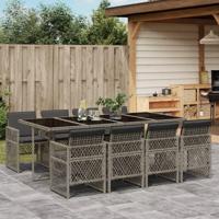9-delige Tuinset met kussens poly rattan grijs - thumbnail