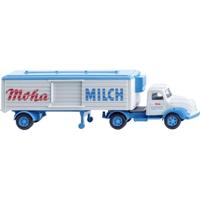 Wiking 052004 H0 Vrachtwagen Magirus S3500 koelkookzadeltrein Moha-melk - thumbnail