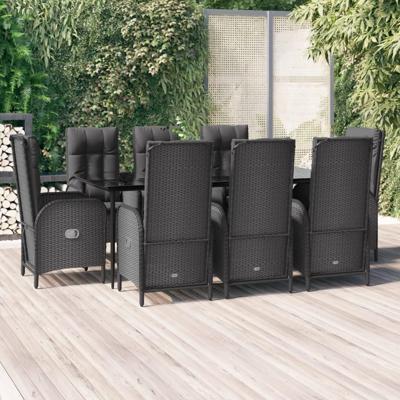 9-delige Tuinset poly rattan zwart