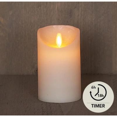 LED Rustiek stompkaars ivoor 7,5x12,5cm