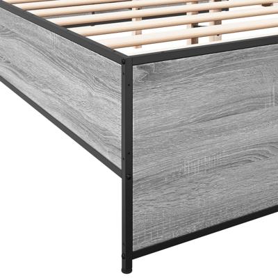 Bedframe bewerkt hout metaal grijs sonoma eiken 140x200 cm