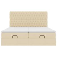 Ottoman bed met matrassen 180x200cm stof crèmekleurig - thumbnail