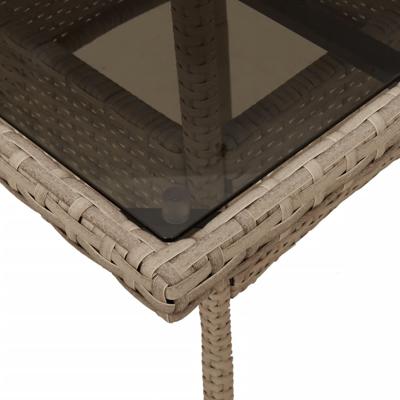Tuintafel met glazen blad 80x80x75 cm poly rattan beige - thumbnail