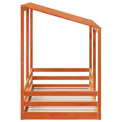 Kinderbed met bedhuis 80x200 cm massief grenenhout wasbruin