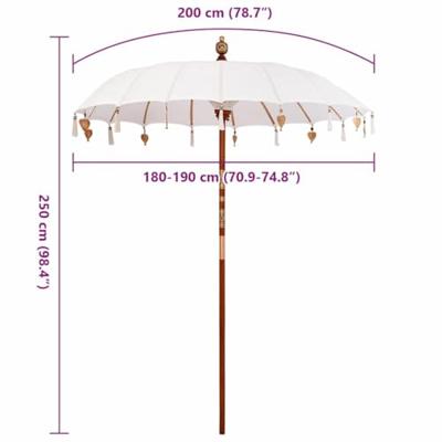 Parasol Crme x 250 cm Katoen en massief hout Parasol Crme x 250 cm Katoen en massief hout