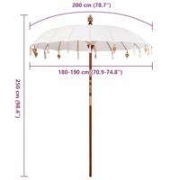 Parasol Crme x 250 cm Katoen en massief hout - thumbnail