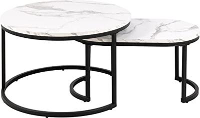 Bendt Salontafel 'Flemming' Set van 2 stuks, Marmerlook, kleur Wit Bendt Salontafel 'Flemming' Set van 2 stuks, Marmerlook, kleur Wit