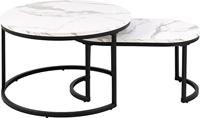 Bendt Salontafel 'Flemming' Set van 2 stuks, Marmerlook, kleur Wit - thumbnail
