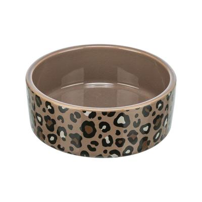 Trixie voerbak / drinkbak leo kat keramiek panterprint assorti