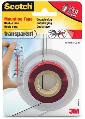 Dubbelzijdig plakband Scotch Transparant 19 mm x 1,5 m