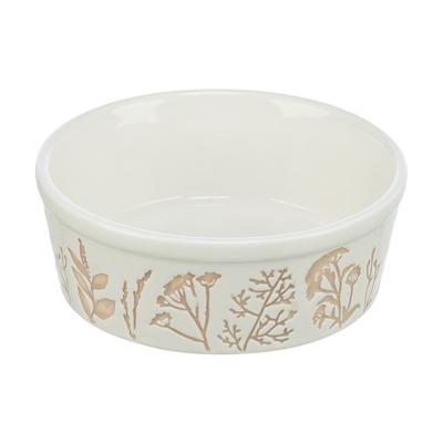 TRIXIE VOERBAK / DRINKBAK HOND PLANTMOTIEF STRUCTUUR KERAMIEK WIT / TAUPE 1,2 LTR 20 CM TRIXIE VOERBAK / DRINKBAK HOND PLANTMOTIEF STRUCTUUR KERAMIEK WIT / TAUPE 1,2 LTR 20 CM
