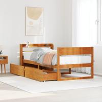 Bedframe zonder matras massief grenenhout wasbruin 75x190 cm - thumbnail