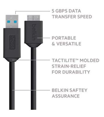 Belkin USB-A naar USB Micro-B kabel (USB 3.0, 0,9 m) zwart