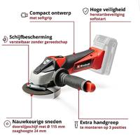 Einhell Power X-Change TE-AG 18/115 Li-Solo 4431110 Haakse accuslijper 115 mm Zonder accu, Zonder lader 3000 mAh - thumbnail