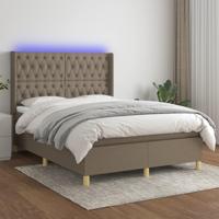 Boxspring met matras en LED stof taupe 140x190 cm - thumbnail