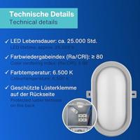 REV Ovalarmatur LED 5,5W grau Lamp voor vochtige ruimte LED 5.5 W Daglichtwit - thumbnail