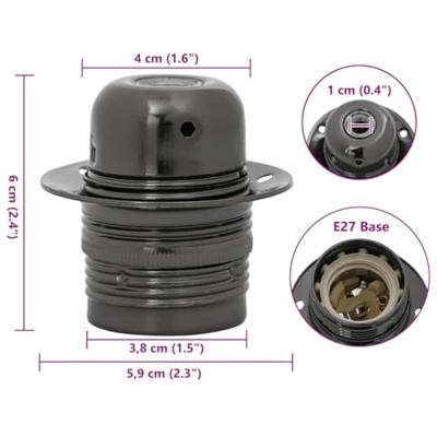 Lamphouders 2 st glanzend zwart E27