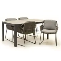Tuinset Accor mid grey met Castilla Negro 160cm tafel | 4 Seasons Outdoor - thumbnail
