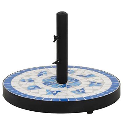 VidaXL Parasolvoet rond 12 kg blauw en wit