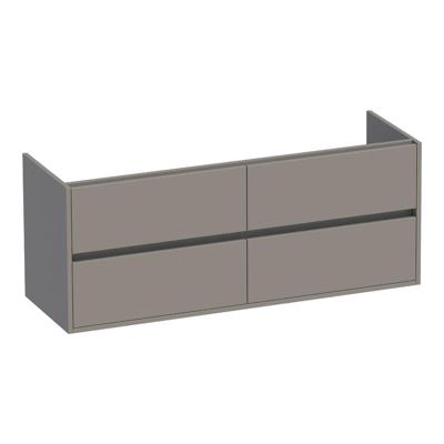 Brauer Adore - Onderkast - 140 cm - met 4 Softclose Lades Greeploos en 2 Sifon Uitsparingen - Mat Taupe