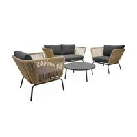 sweeek - Lage tuinmeubelset, rotan effect geweven hars, 4 zitplaatsen - thumbnail