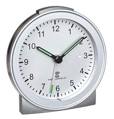 TFA Dostmann 60.1517.54 Wekker Zendergestuurd Zilver Alarmtijden 1 Fluorescerende Wijzers