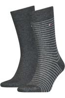 Tommy Hilfiger Men Small Stripe Sock Antraciet 2-Pack-43/46 - thumbnail